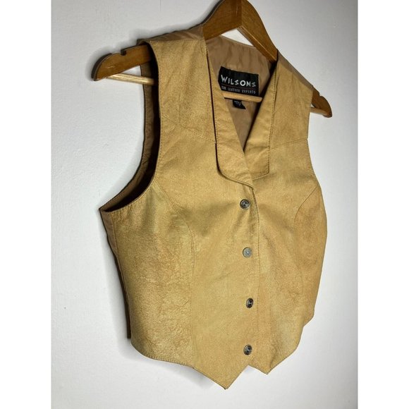 Wilsons Leather Suede Leather Vest Tan Womens Size Small Hippie Boho - Picture 2 of 12